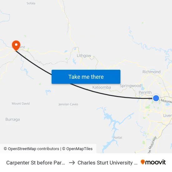 Carpenter St before Parkin Rd to Charles Sturt University (CSU) map