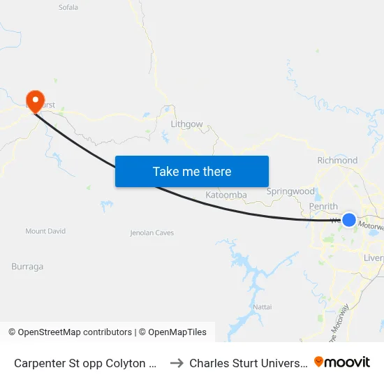 Carpenter St opp Colyton High School to Charles Sturt University (CSU) map