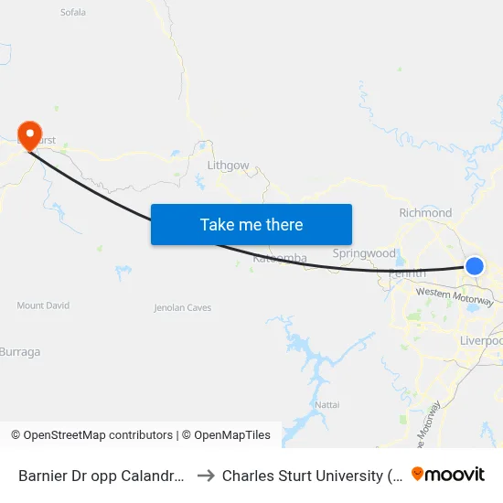 Barnier Dr opp Calandra Ave to Charles Sturt University (CSU) map