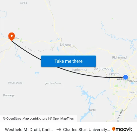 Westfield Mt Druitt, Carlisle Ave to Charles Sturt University (CSU) map
