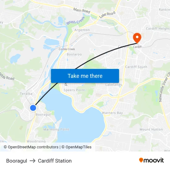 Booragul to Cardiff Station map