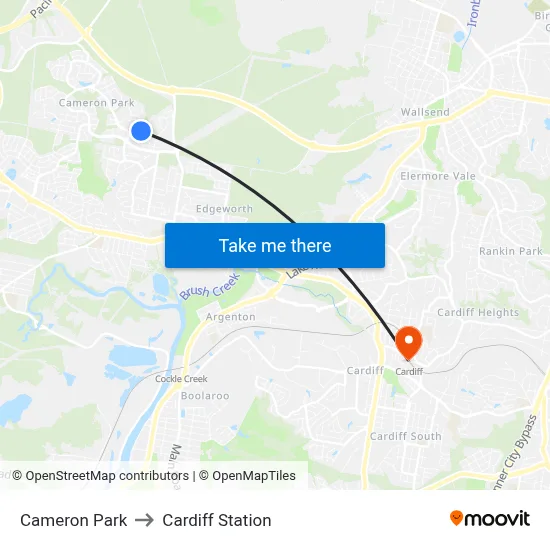 Cameron Park to Cardiff Station map