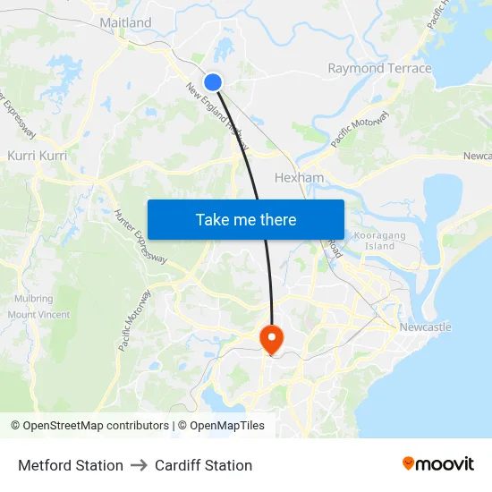 Metford Station to Cardiff Station map