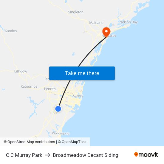 C C Murray Park to Broadmeadow Decant Siding map