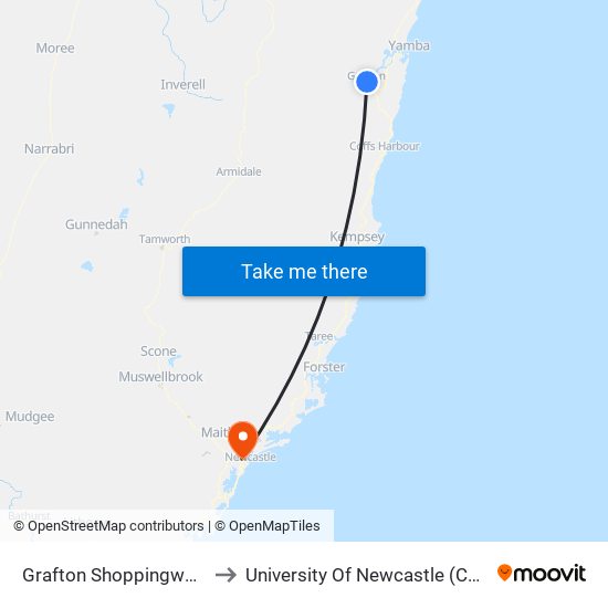 Grafton Shoppingworld, Fitzroy St to University Of Newcastle (Callaghan Campus) map