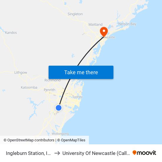 Ingleburn Station, Ingleburn Rd to University Of Newcastle (Callaghan Campus) map