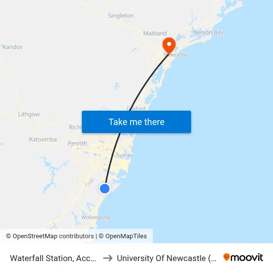 Waterfall Station, Access Rd, McKell Av to University Of Newcastle (Callaghan Campus) map