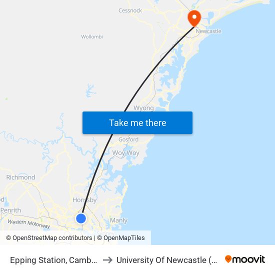 Epping Station, Cambridge St, Stand A to University Of Newcastle (Callaghan Campus) map