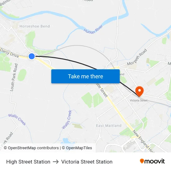 High Street Station to Victoria Street Station map