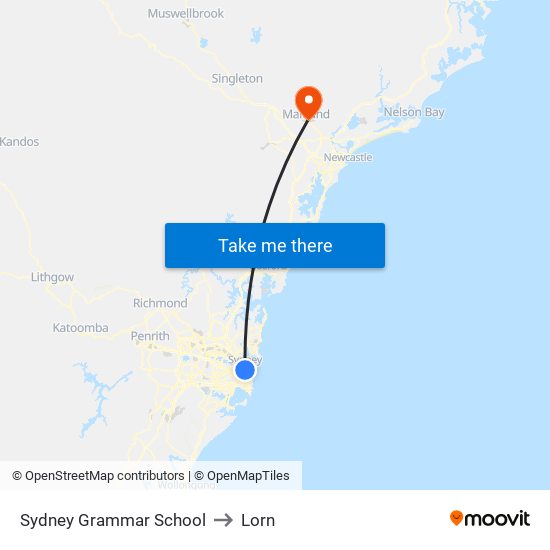 Sydney Grammar School to Lorn map
