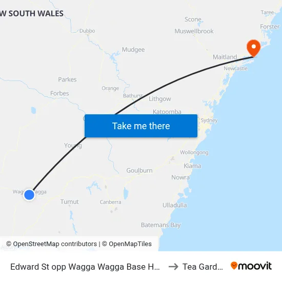 Edward St opp Wagga Wagga Base Hospital to Tea Gardens map