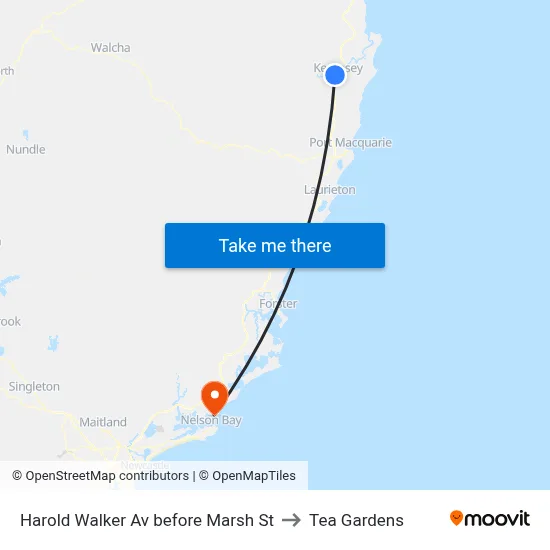 Harold Walker Av before Marsh St to Tea Gardens map