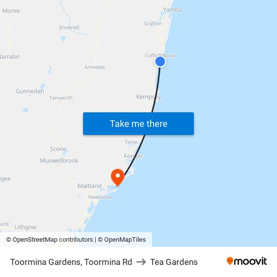 Toormina Gardens, Toormina Rd to Tea Gardens map