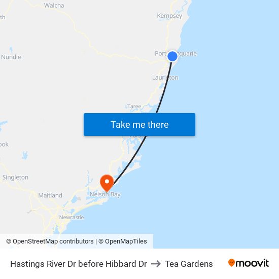 Hastings River Dr before Hibbard Dr to Tea Gardens map