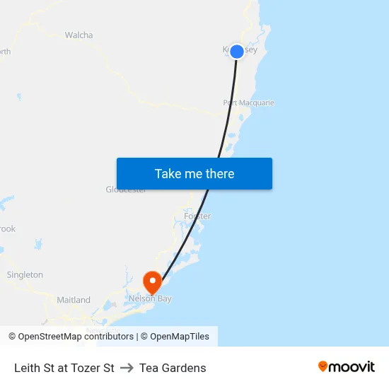 Leith St at Tozer St to Tea Gardens map