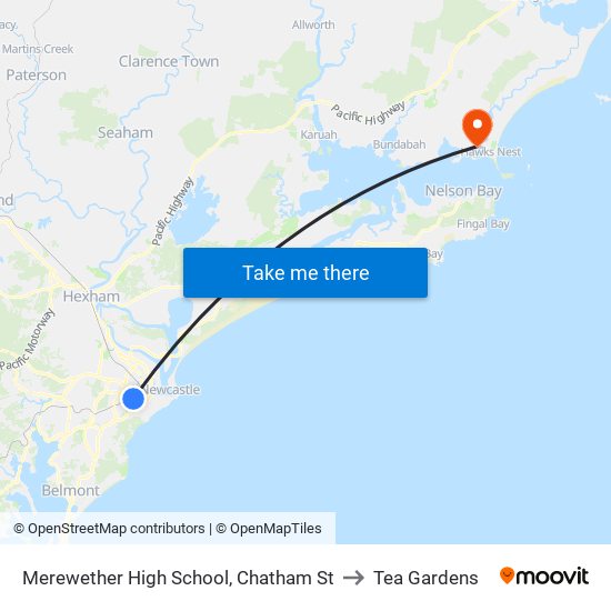 Merewether High School, Chatham St to Tea Gardens map