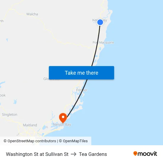 Washington St at Sullivan St to Tea Gardens map