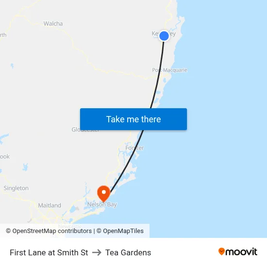 First Lane at Smith St to Tea Gardens map