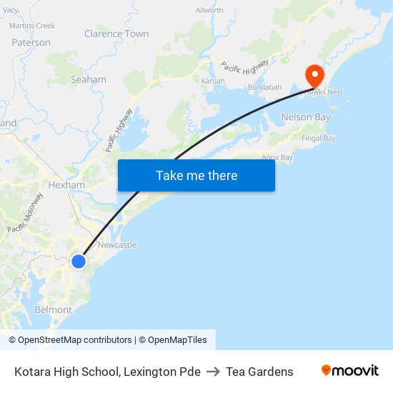 Kotara High School, Lexington Pde to Tea Gardens map