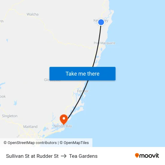 Sullivan St at Rudder St to Tea Gardens map