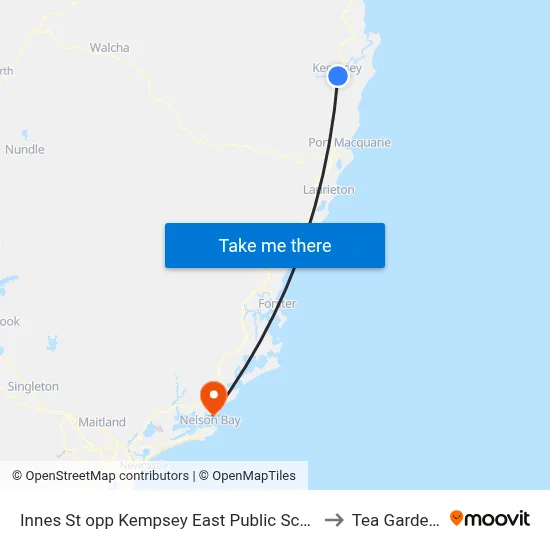 Innes St opp Kempsey East Public School to Tea Gardens map