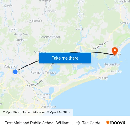 East Maitland Public School, William St to Tea Gardens map