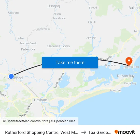 Rutherford Shopping Centre, West Mall to Tea Gardens map