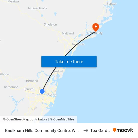 Baulkham Hills Community Centre, Windsor Rd to Tea Gardens map