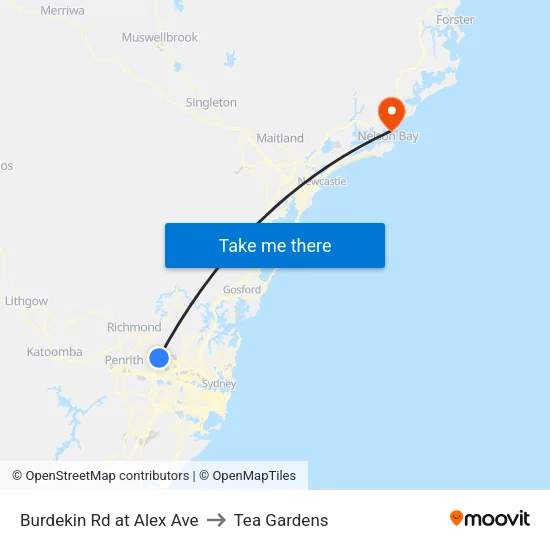 Burdekin Rd at Alex Ave to Tea Gardens map