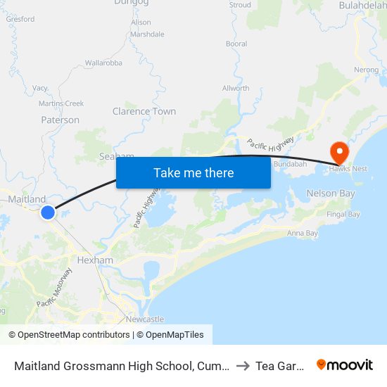 Maitland Grossmann High School, Cumberland St to Tea Gardens map