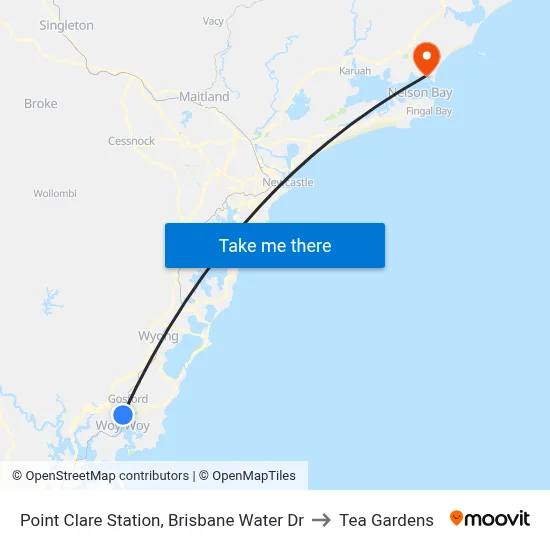 Point Clare Station, Brisbane Water Dr to Tea Gardens map