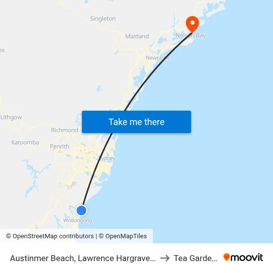Austinmer Beach, Lawrence Hargrave Dr to Tea Gardens map