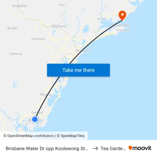 Brisbane Water Dr opp Koolewong Station to Tea Gardens map