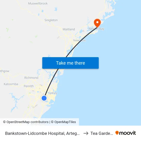 Bankstown-Lidcombe Hospital, Artegall St to Tea Gardens map