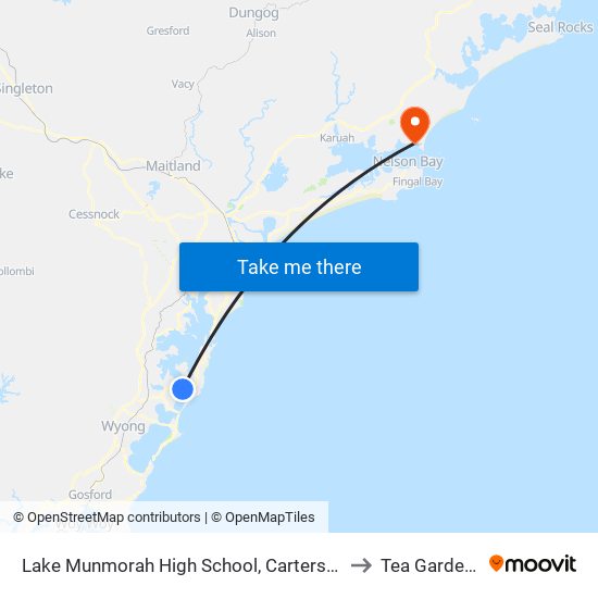 Lake Munmorah High School, Carters Rd to Tea Gardens map