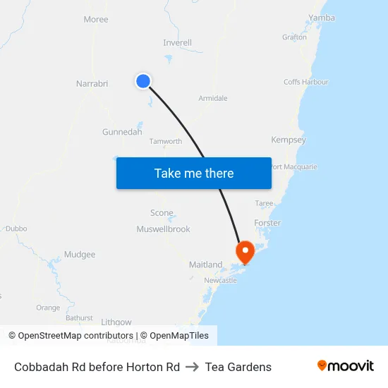 Cobbadah Rd before Horton Rd to Tea Gardens map