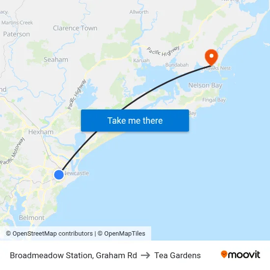 Broadmeadow Station, Graham Rd to Tea Gardens map