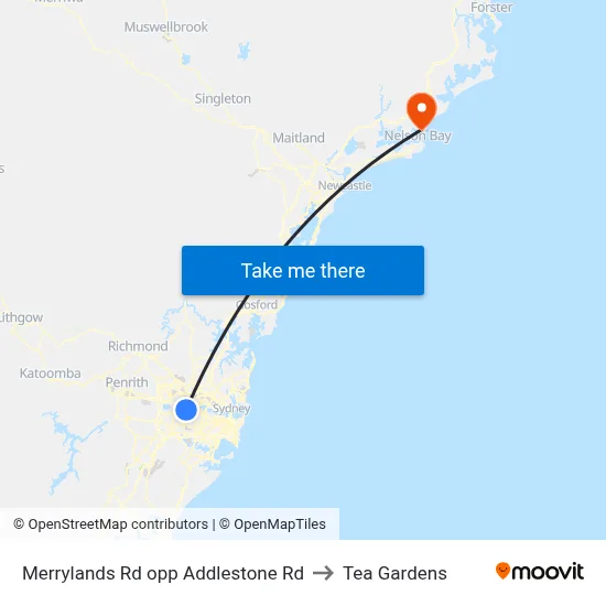 Merrylands Rd opp Addlestone Rd to Tea Gardens map