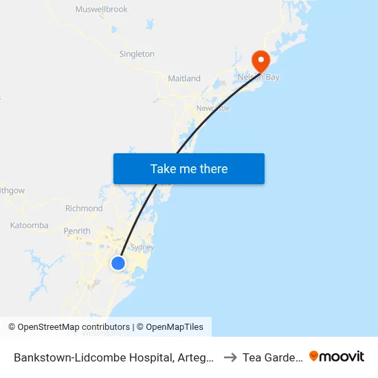 Bankstown-Lidcombe Hospital, Artegall St to Tea Gardens map