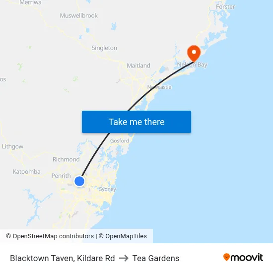 Blacktown Taven, Kildare Rd to Tea Gardens map