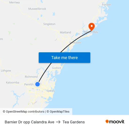 Barnier Dr opp Calandra Ave to Tea Gardens map