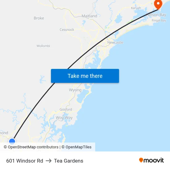 601 Windsor Rd to Tea Gardens map