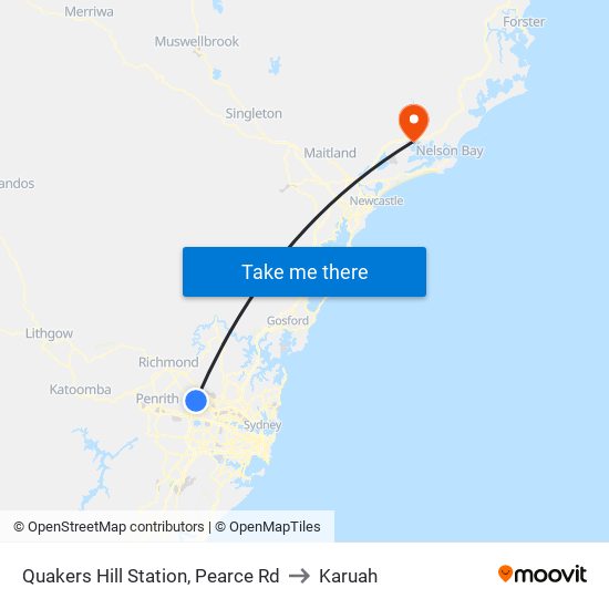 Quakers Hill Station, Pearce Rd to Karuah map