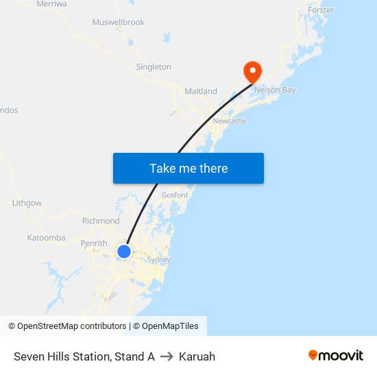 Seven Hills Station, Stand A to Karuah map