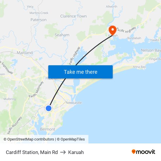 Cardiff Station, Main Rd to Karuah map