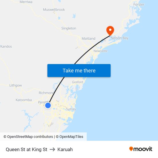 Queen St at King St to Karuah map
