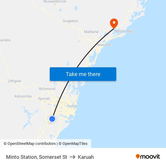 Minto Station, Somerset St to Karuah map