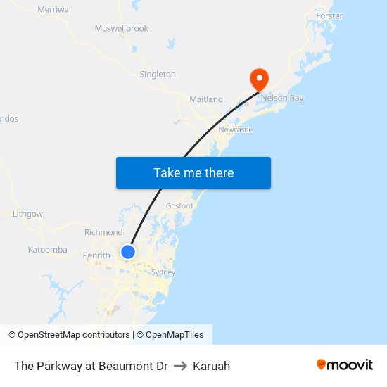 The Parkway at Beaumont Dr to Karuah map