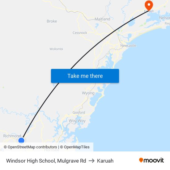 Windsor High School, Mulgrave Rd to Karuah map