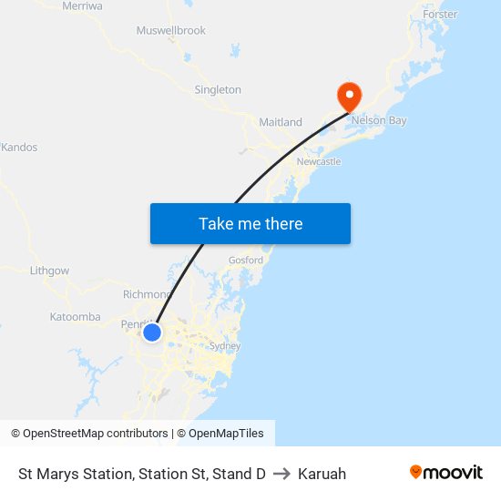 St Marys Station, Station St, Stand D to Karuah map